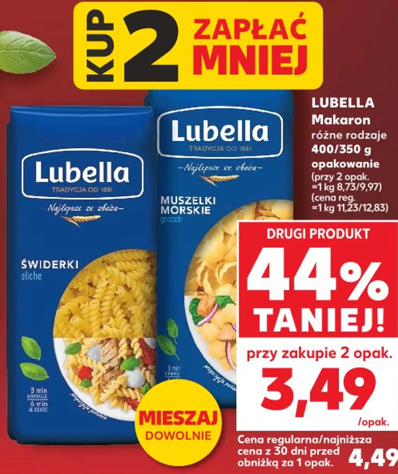 Makaron różne rodzaje 400/350 g opakowanie