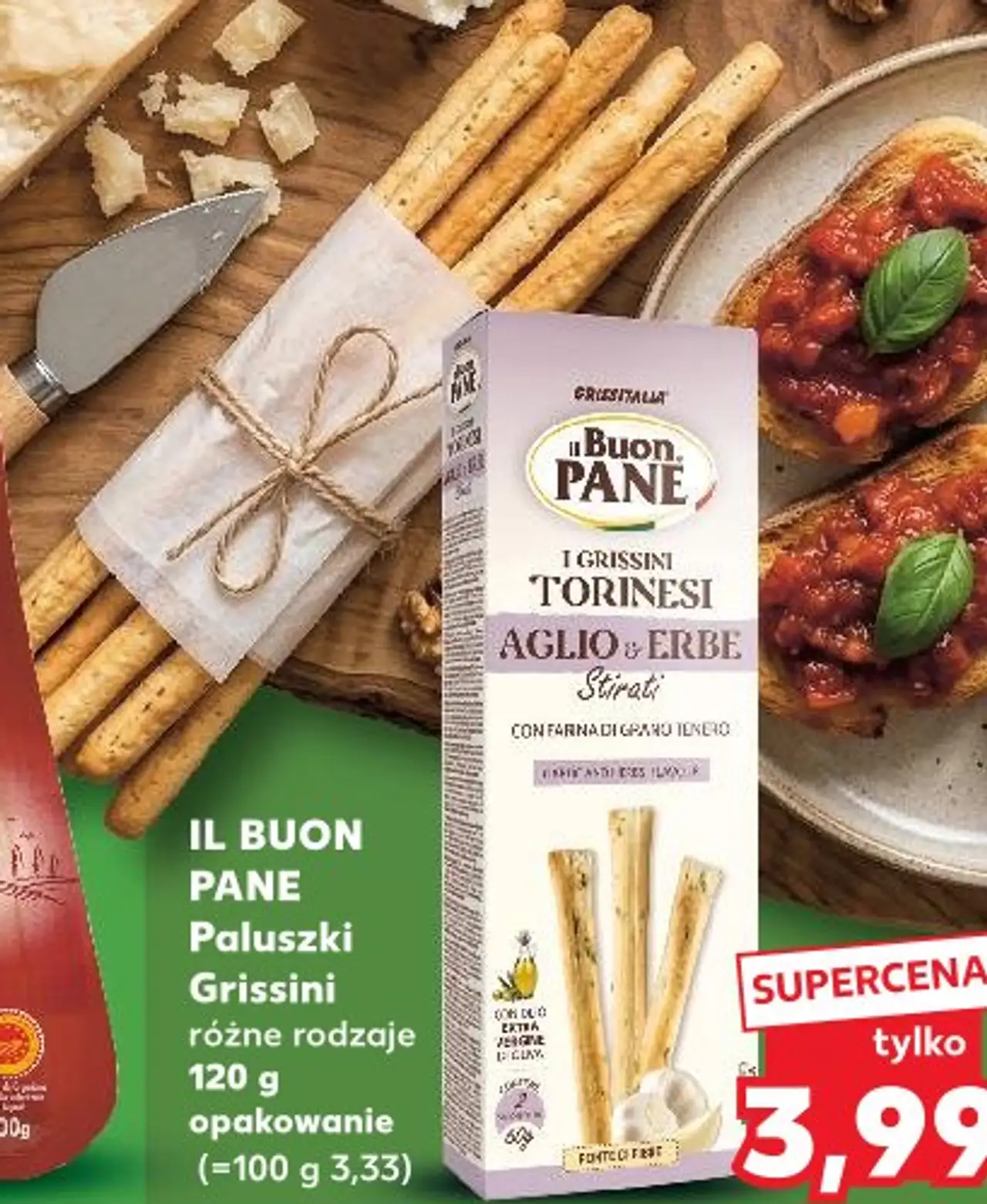 IL BUON PANE Paluszki Grissini różne rodzaje 120 g opakowanie