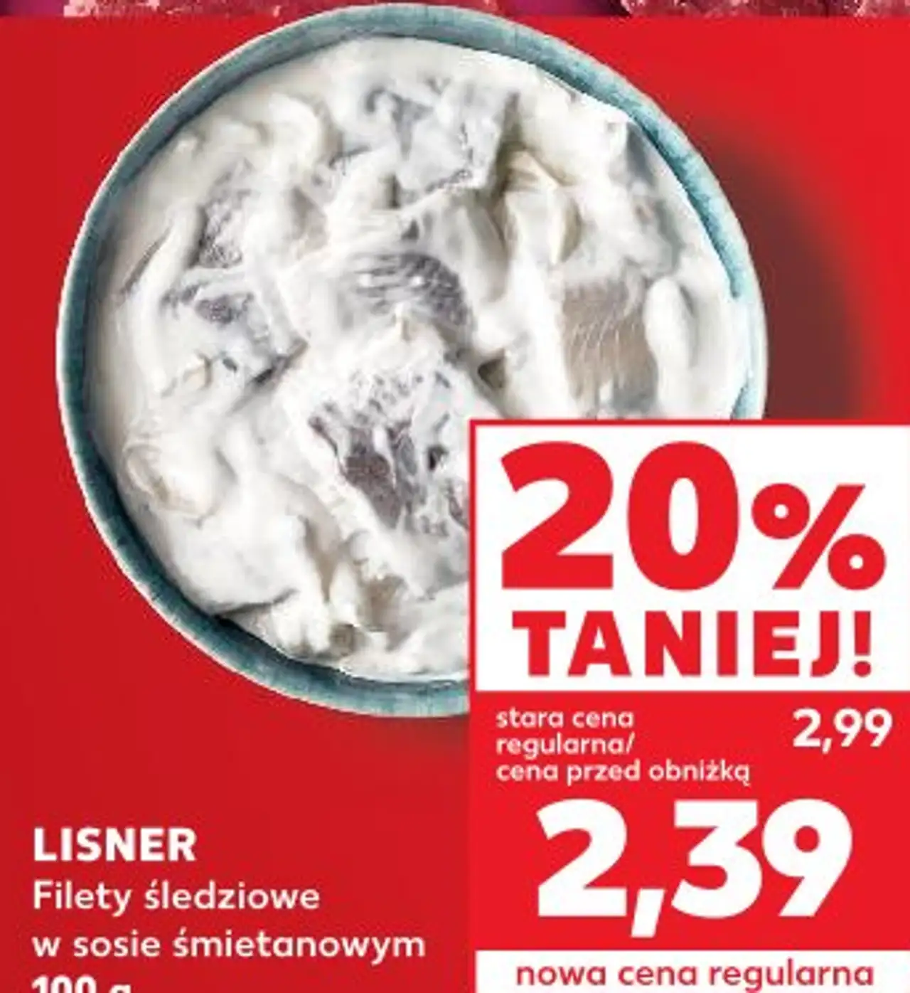 LISNER Filety śledziowe w sosie śmietanowym 100 g