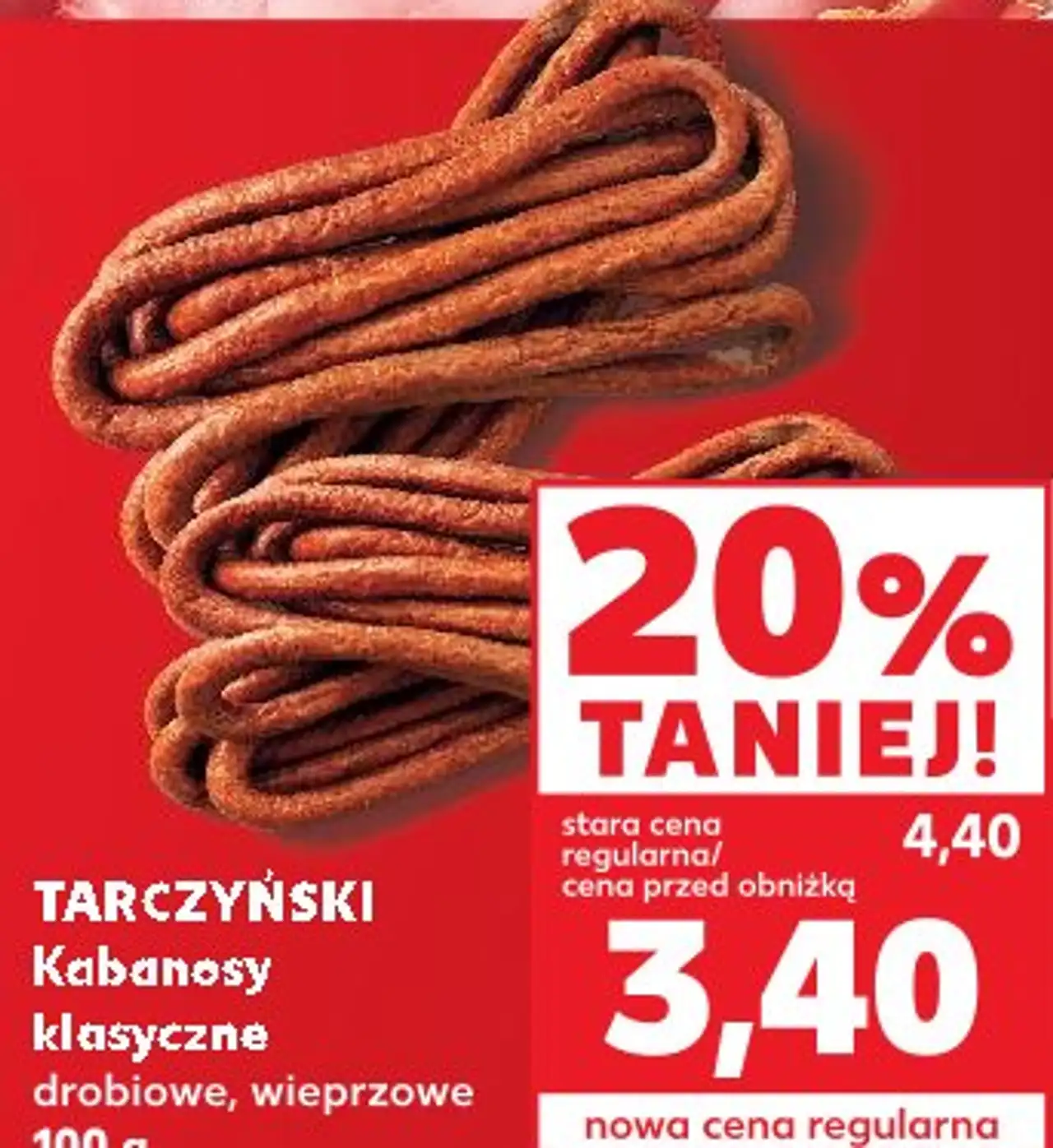 TARCZYŃSKI Kabanosy klasyczne drobiowe, wieprzowe 100 g