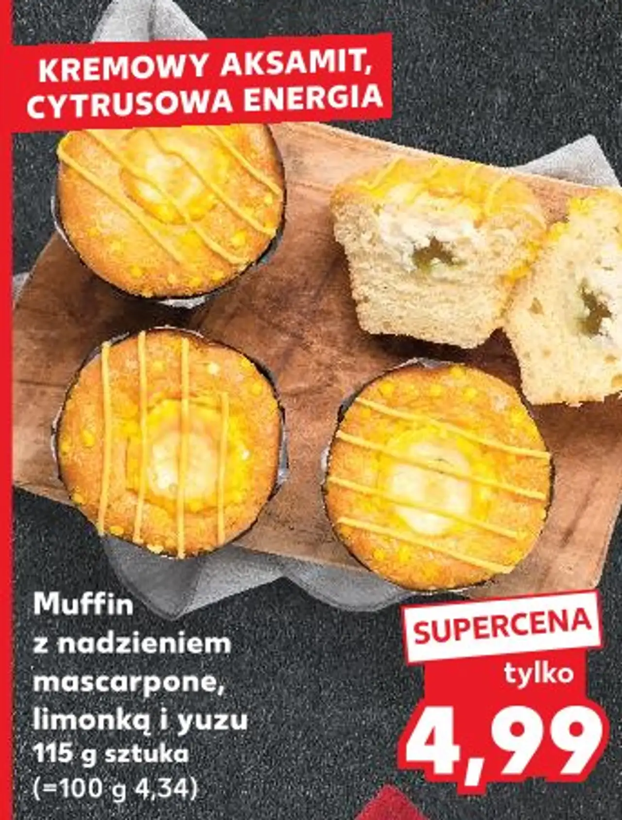 Muffin z nadzieniem mascarpone, limonką i yuzu 115 g sztuka