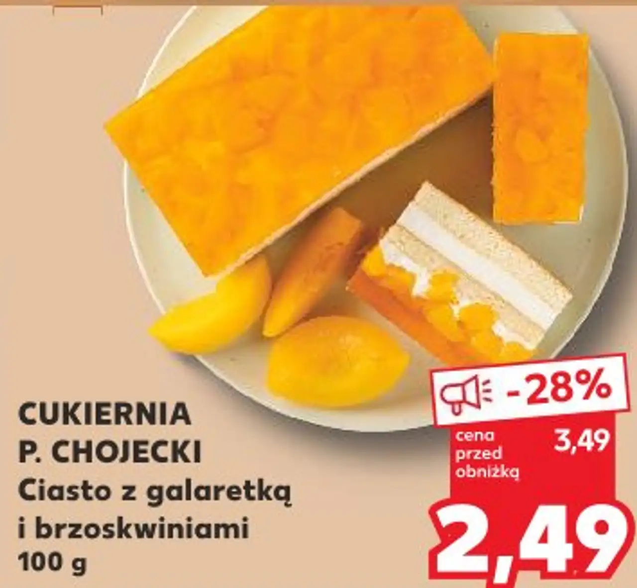 CUKIERNIA P. CHOJECKI Ciasto z galaretką i brzoskwiniami 100 g