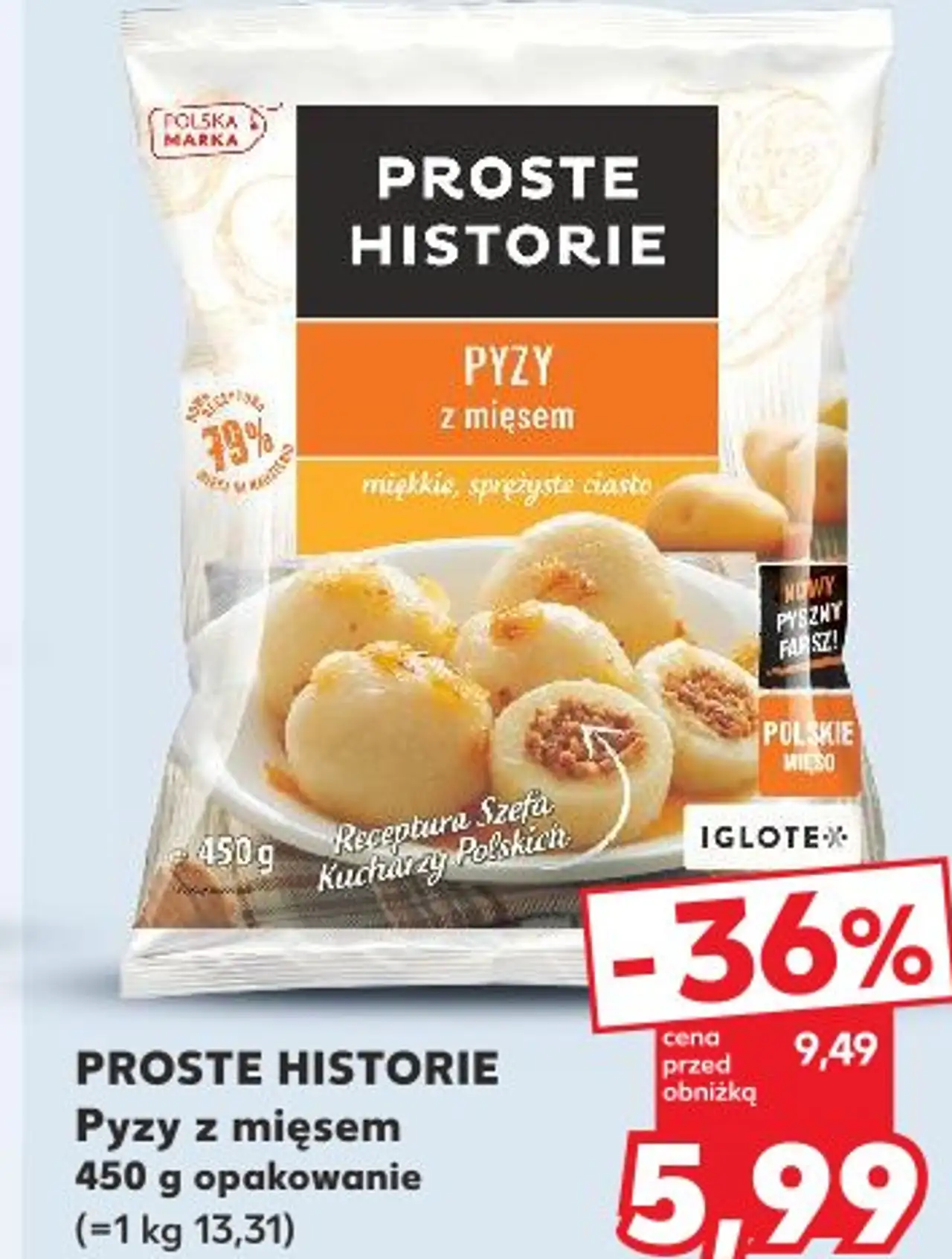 Pyzy z mięsem PROSTE HISTORIE 450 g opakowanie