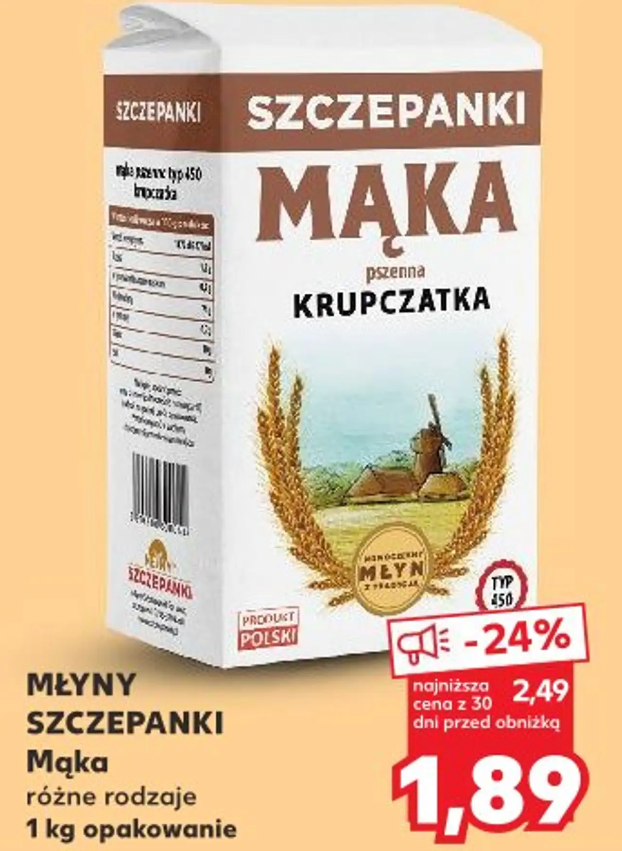 MŁYNY SZCZEPANKI Mąka różne rodzaje 1 kg opakowanie