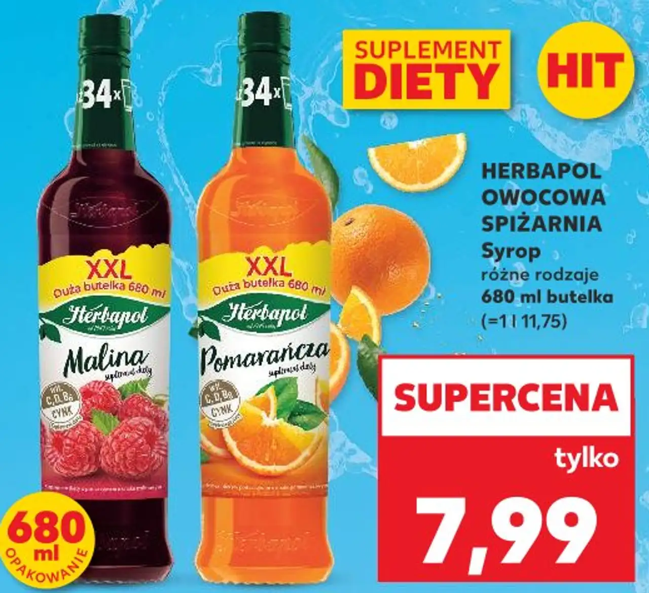 HERBAPOL OWOCOWA SPIŻARNIA Syrop różne rodzaje 680 ml butelka