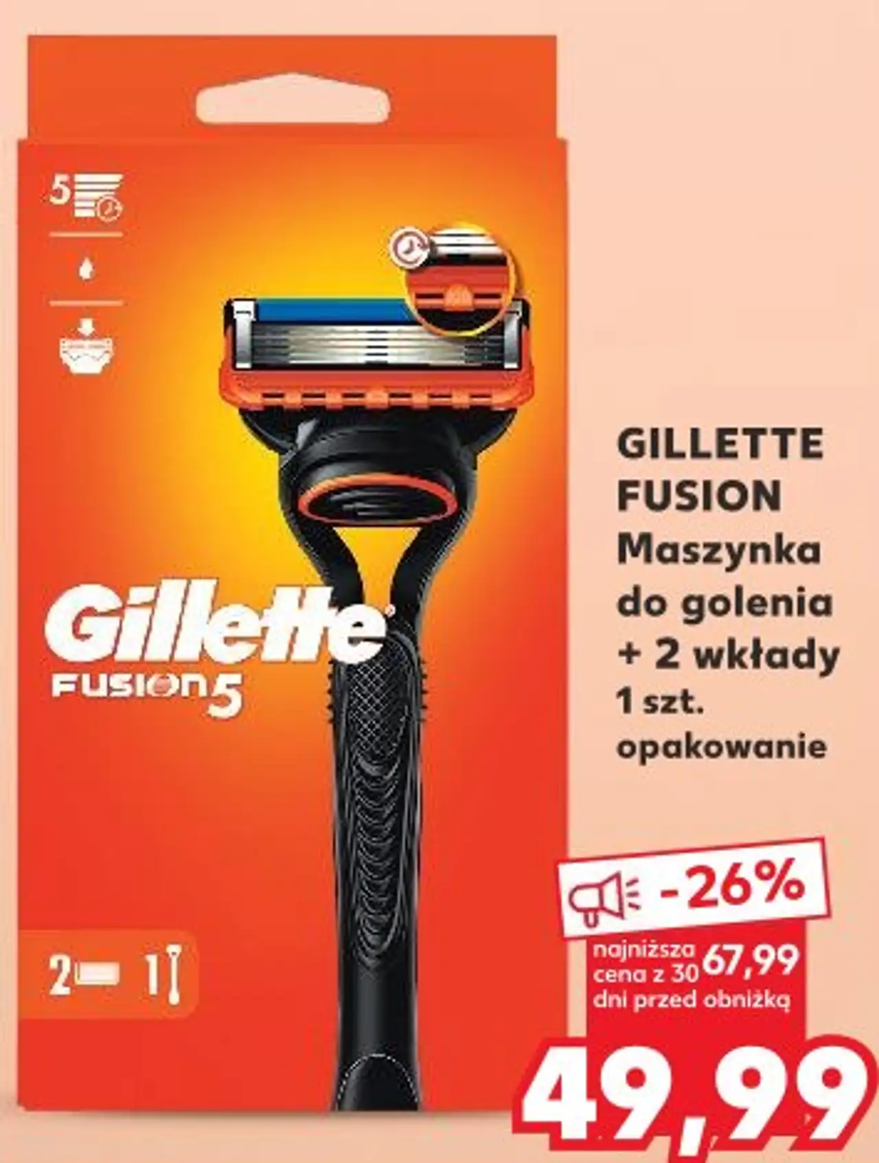 GILLETTE FUSION Maszynka do golenia + 2 wkłady