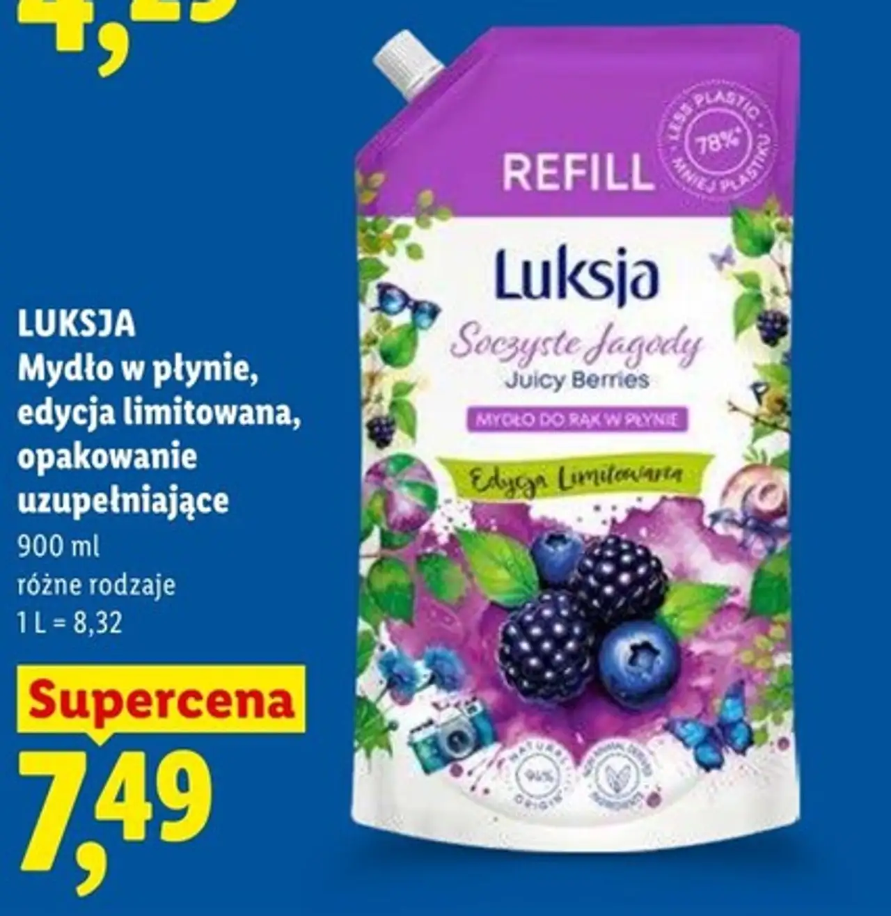 Mydło w płynie, edycja limitowana, opakowanie uzupełniające 900 ml LUKSJA