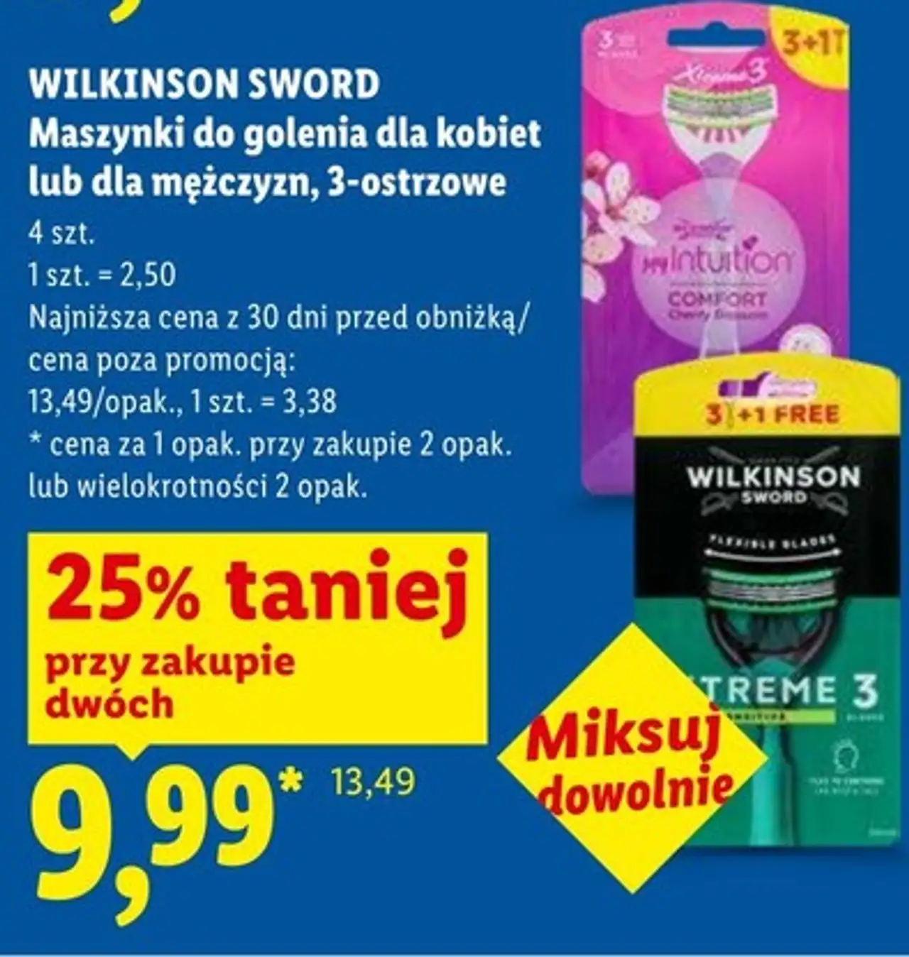 Maszynki do golenia dla kobiet lub dla mężczyzn, 3-ostrzowe 4 szt. WILKINSON SWORD