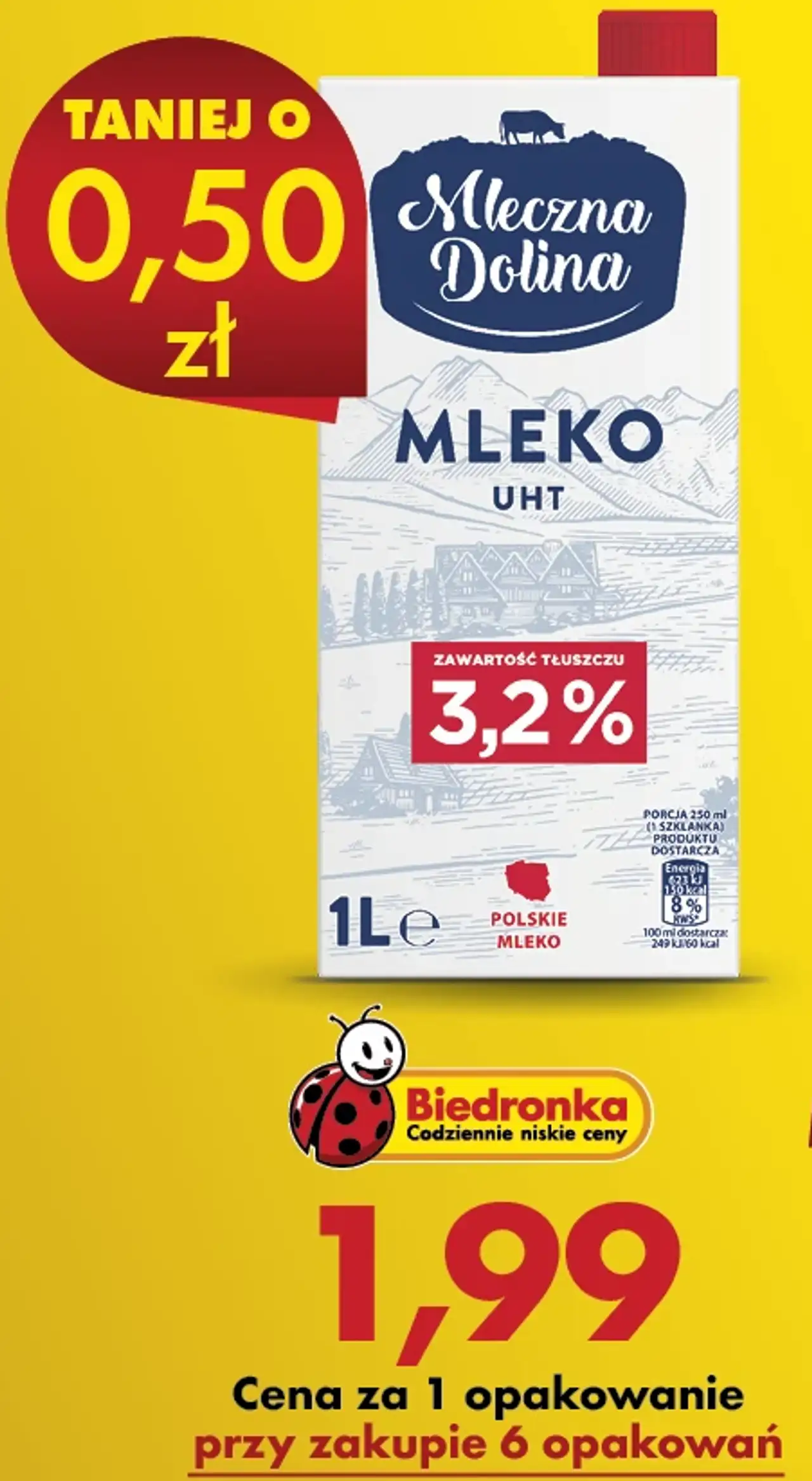 Mleczna Dolina MLEKO UHT ZAWARTOSC TLUSZCZU 3,2% 1 L