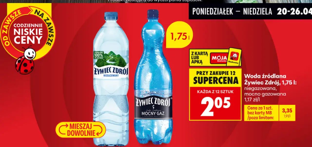 Woda źródlana Żywiec Zdrój, 1,75 l: niegazowana, mocno gazowana