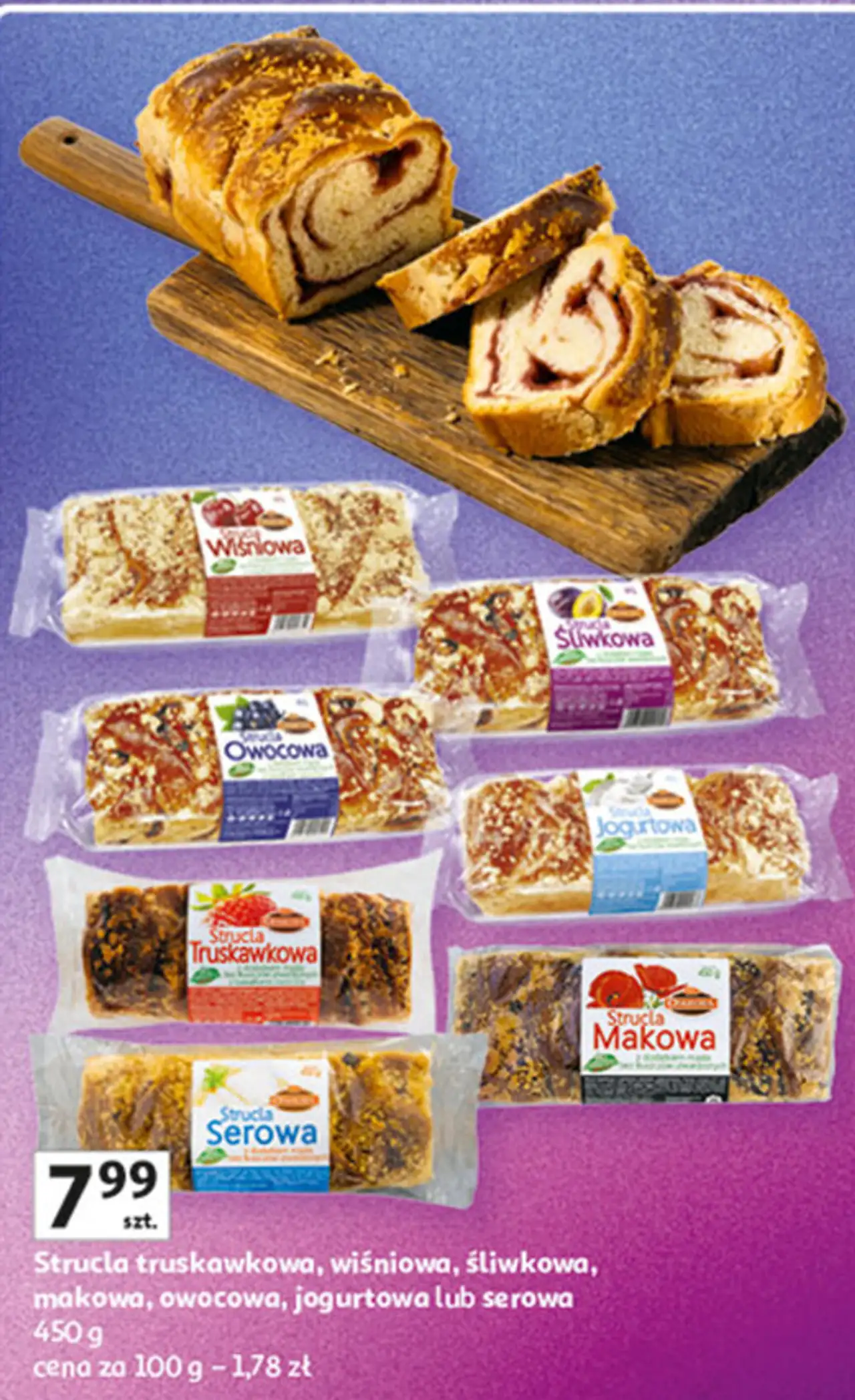 Strucla truskawkowa, wiśniowa, śliwkowa, makowa, owocowa, jogurtowa lub serowa