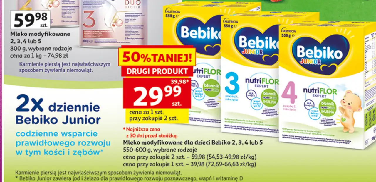 Mleko modyfikowane dla dzieci Bebiko 2, 3, 4 lub 5 550-600 g,