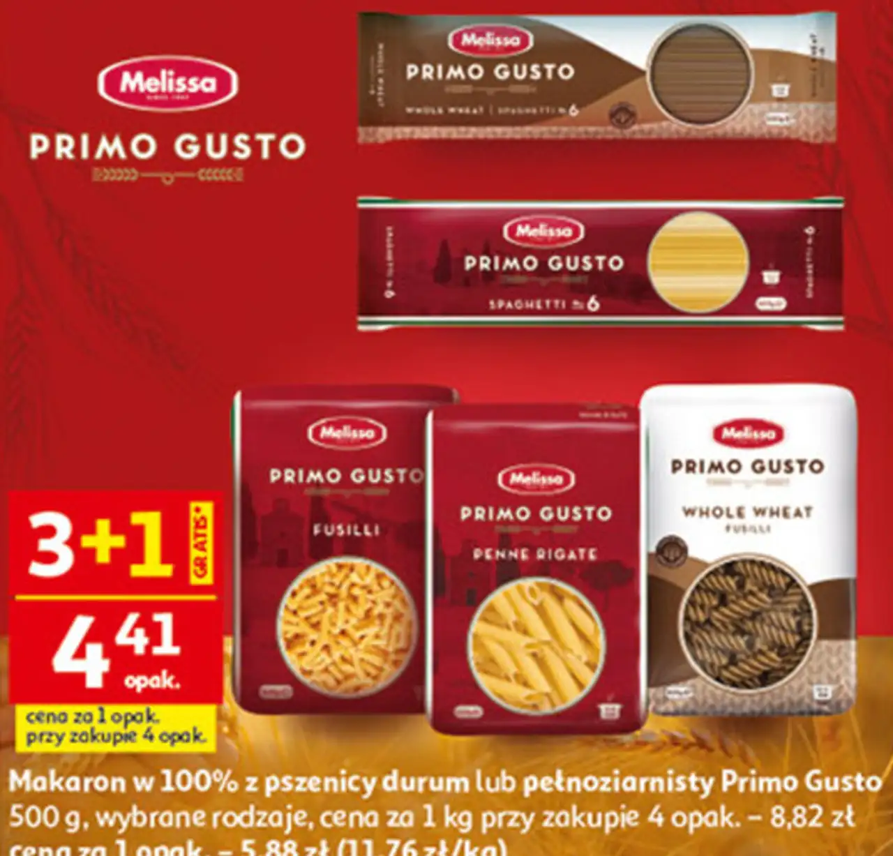 Makaron w 100% z pszenicy durum lub pełnoziarnisty Primo Gusto