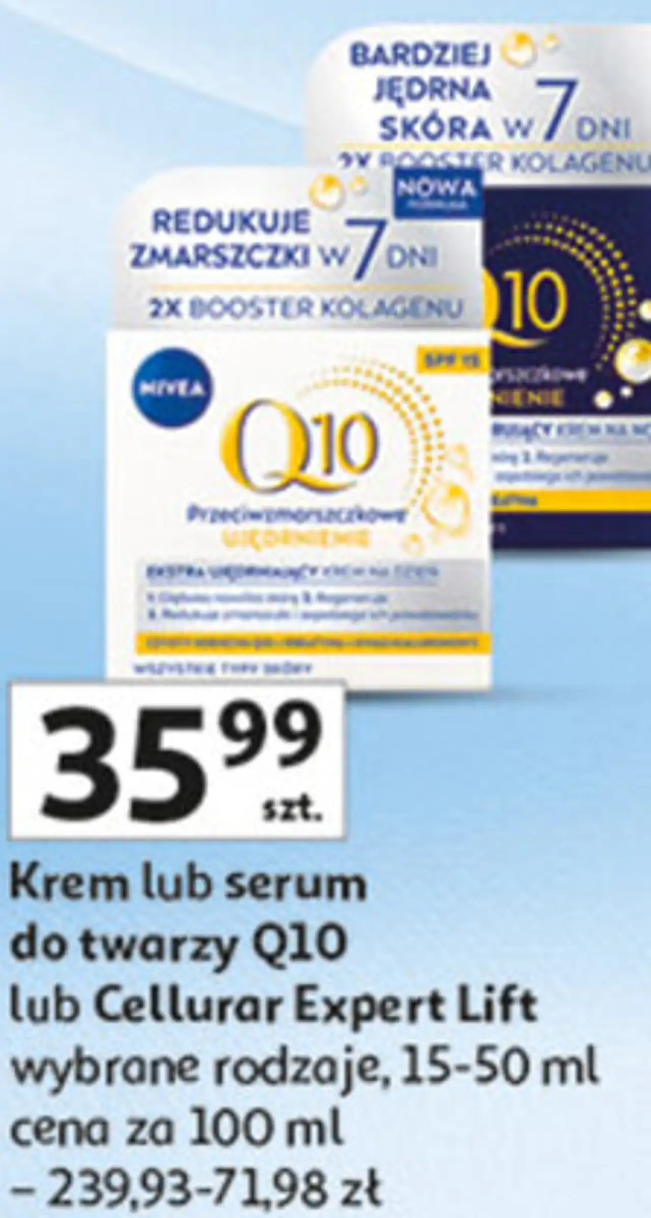 NIVEA Krem lub serum do twarzy Q10 lub Cellurar Expert Lift, 15-50 ml
