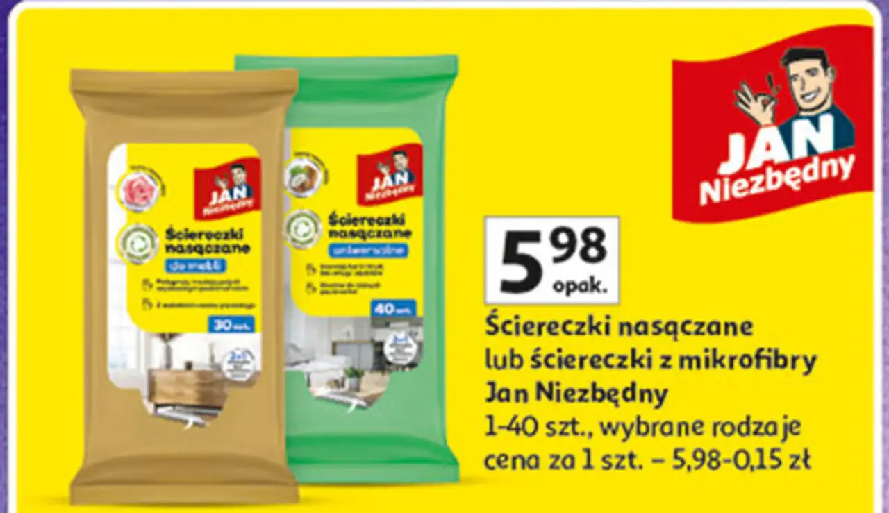 Ściereczki nasączane lub ściereczki z mikrofibry Jan Niezbędny