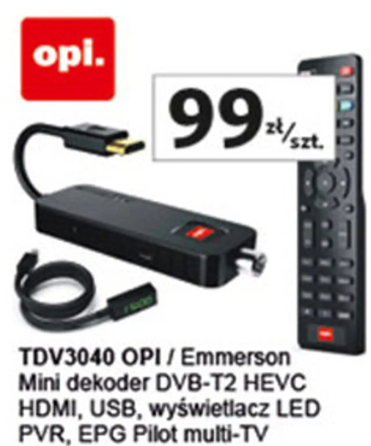 TDV3040 OPI / Emmerson Mini dekoder DVB-T2 HEVC HDMI, USB