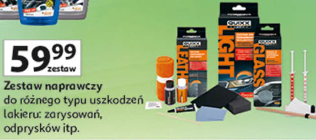Zestaw naprawczy do różnego typu uszkodzeń lakieru: zarysowań, odprysków itp.