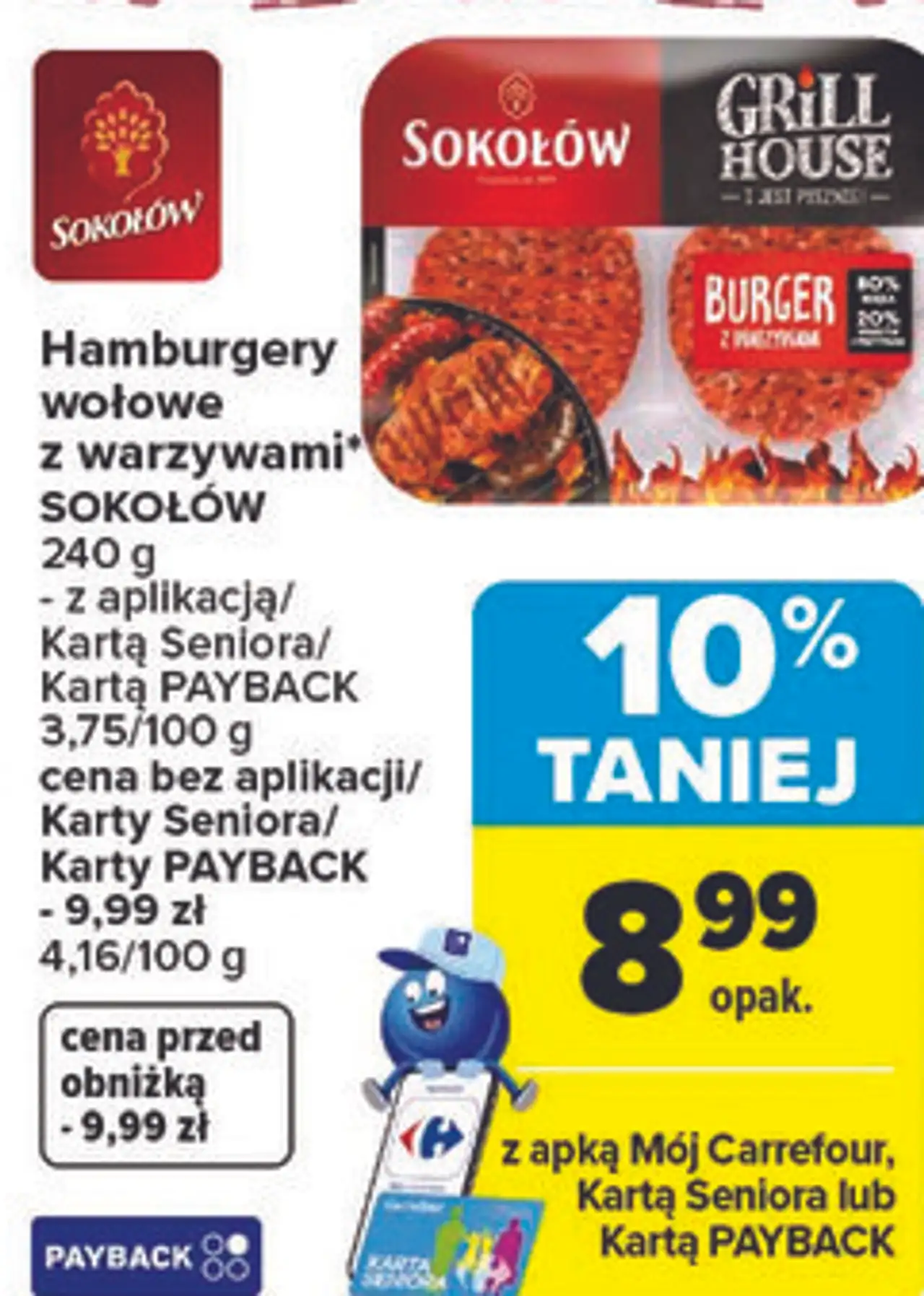 Hamburgery wołowe z warzywami* SOKOŁÓW 240 g