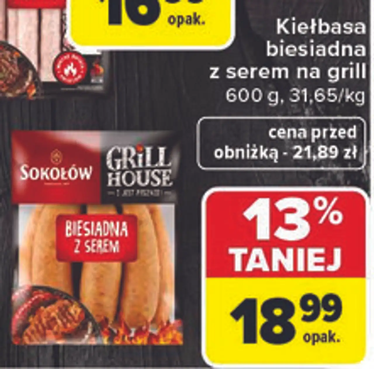 Kiełbasa biesiadna z serem na grill Sokołów