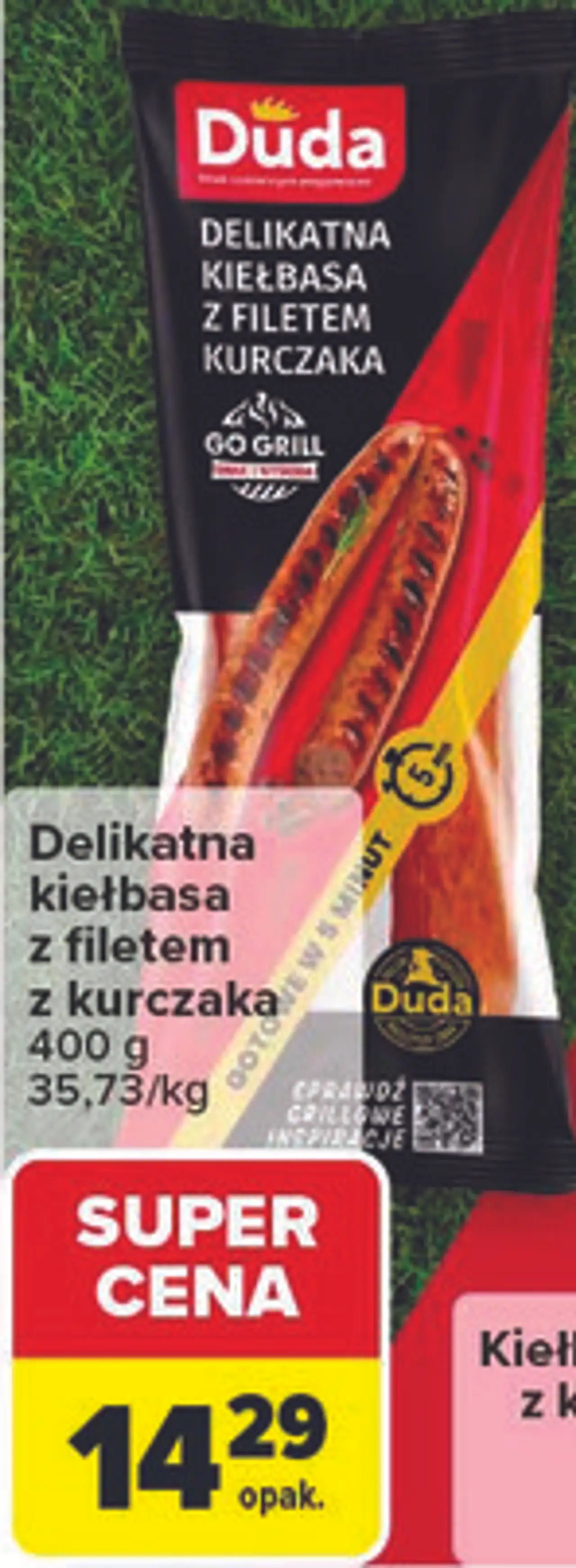 Delikatna kiełbasa z filetem z kurczaka Duda, 400 g