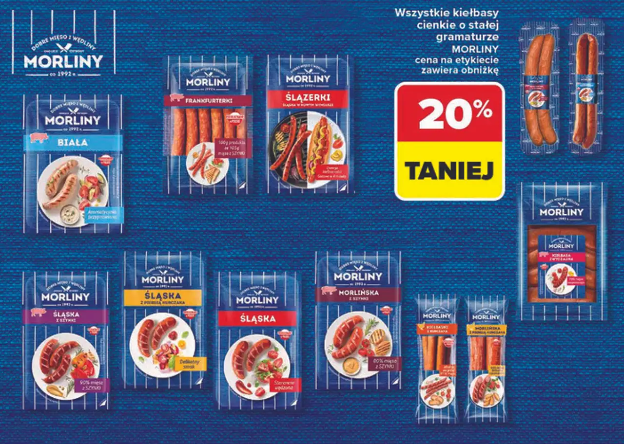 Wszystkie kiełbasy cienkie o stałej gramaturze MORLINY