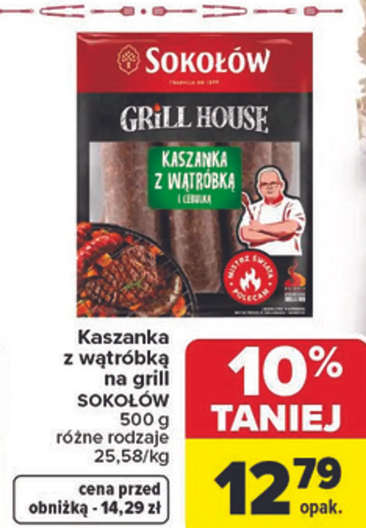 Kaszanka z wątróbką na grill SOKOŁÓW 500 g różne rodzaje