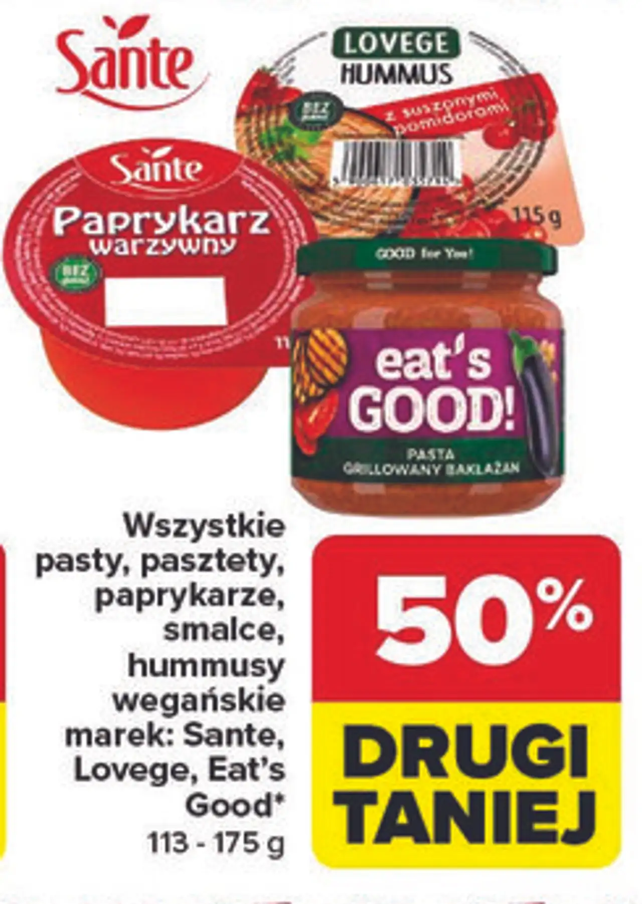 Wszystkie pasty, pasztety, paprykarze, smalce, hummusy wegańskie
