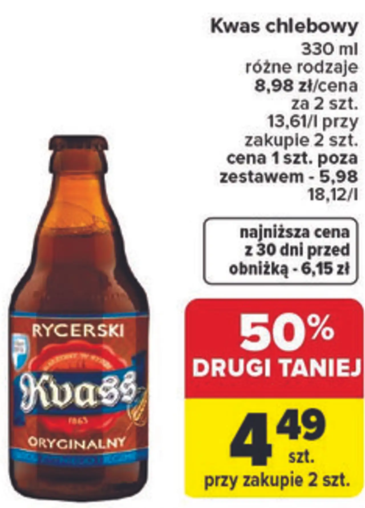 Kwas chlebowy RYCERSKI Kvass ORYGINALNY 330 ml