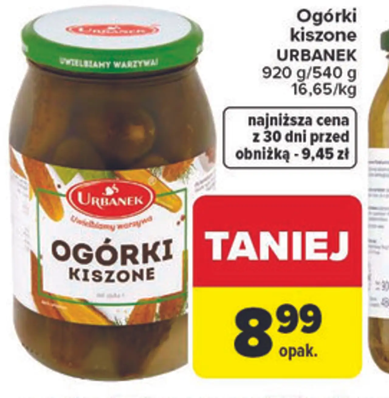 Ogórki kiszone URBANEK 920 g/540 g