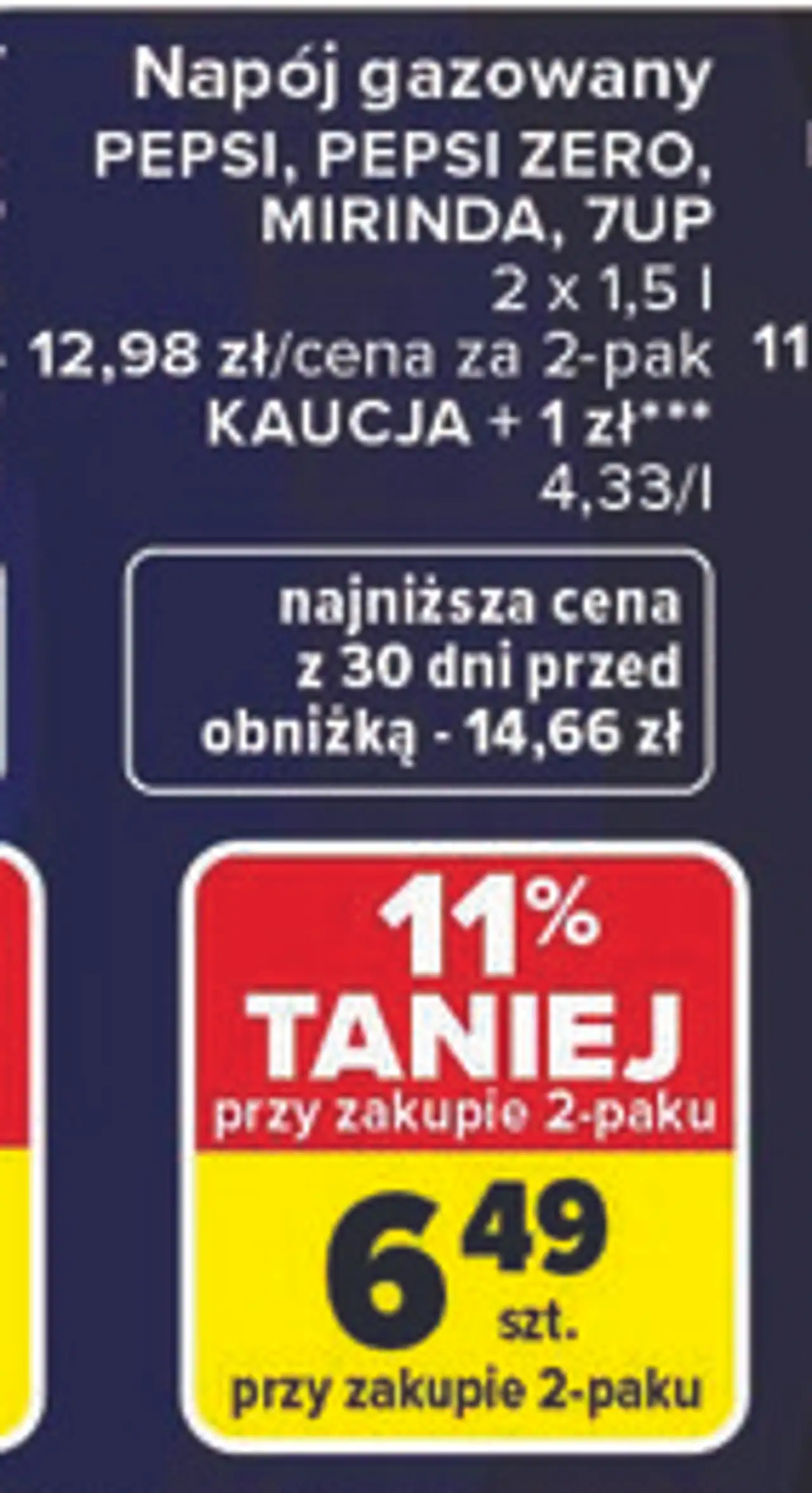 Napój gazowany PEPSI, PEPSI ZERO, MIRINDA, 7UP 2 x 1,5 l
