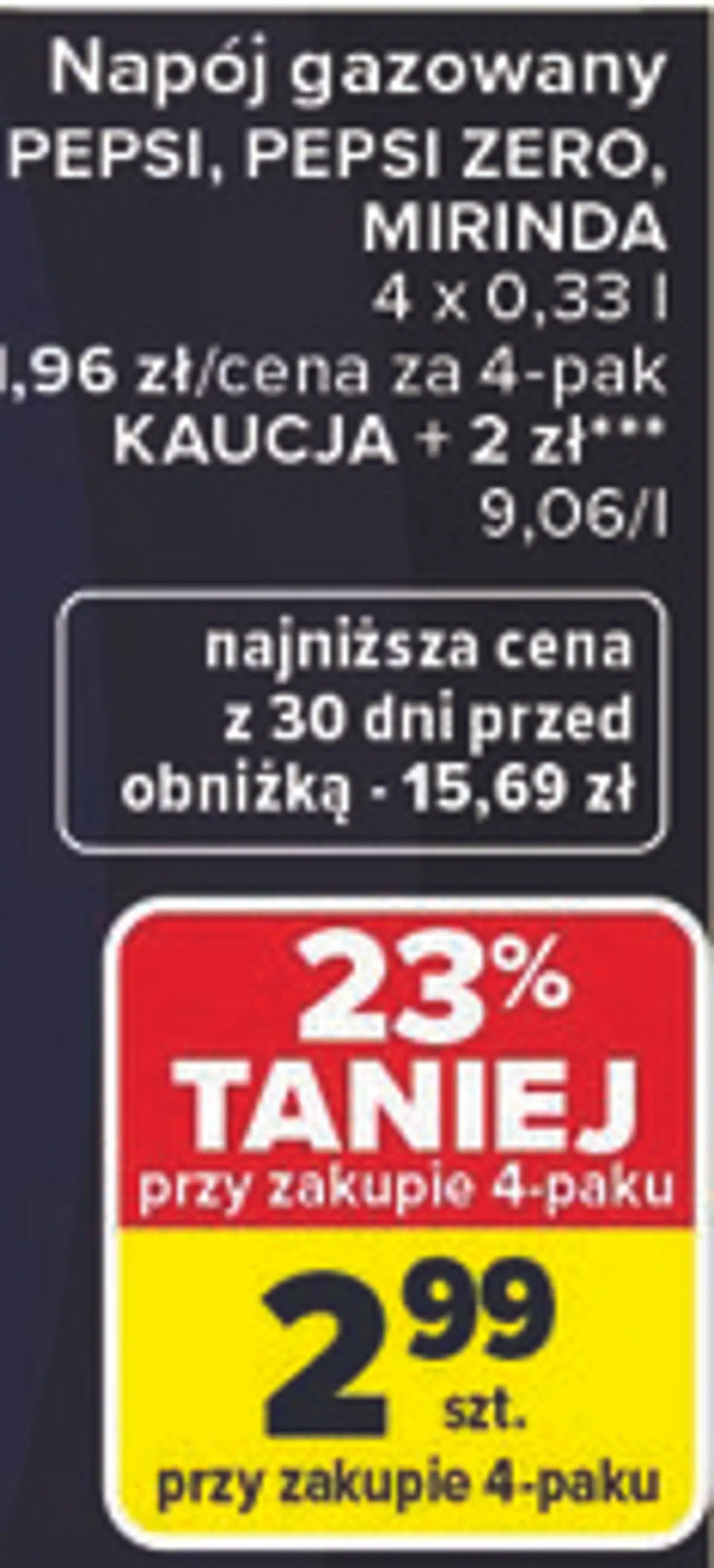 Napój gazowany Pepsi, Pepsi Zero, Mirinda 4 x 0,33 l