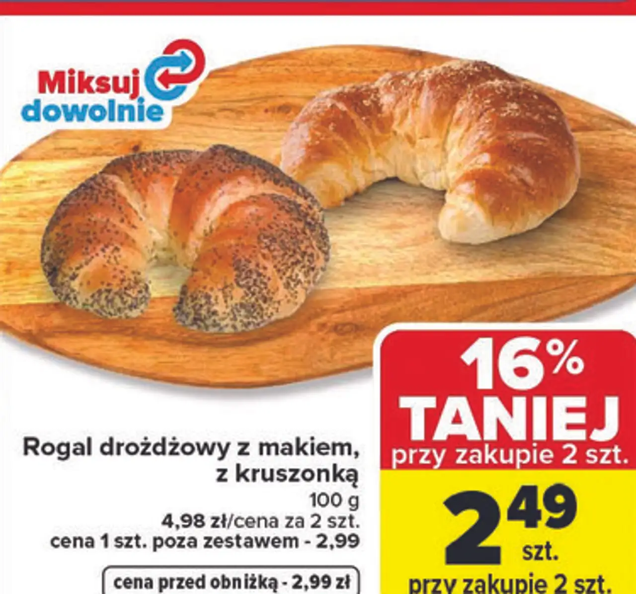 Rogal drożdżowy z makiem, z kruszonką