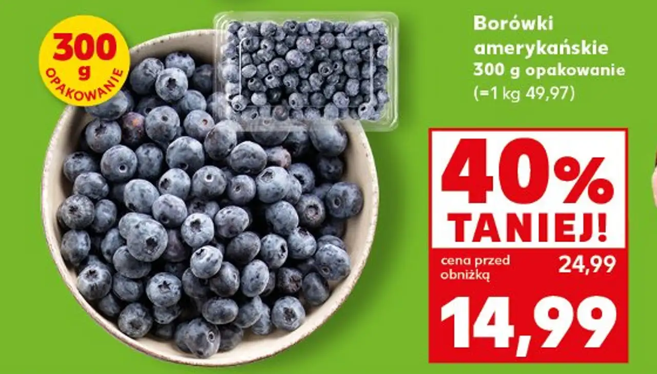 Borówki amerykańskie 300 g opakowanie (=1 kg 49,97)