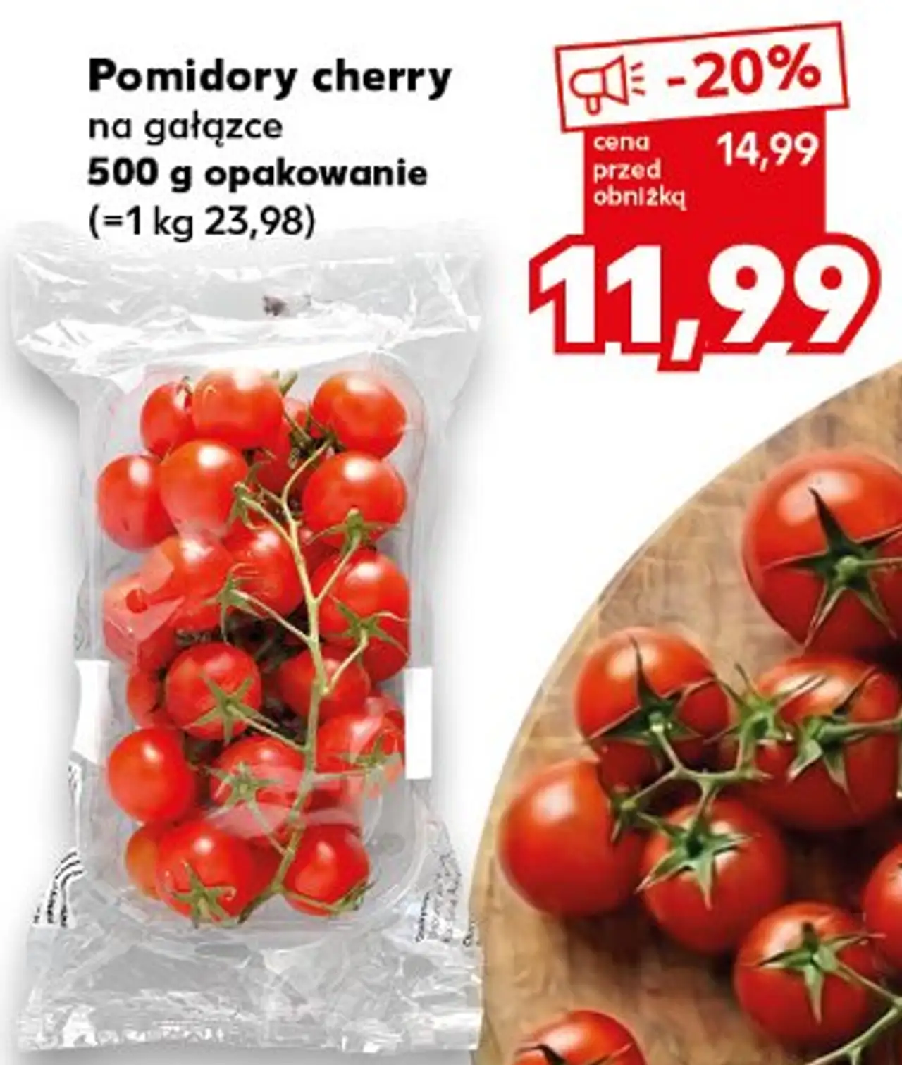 Pomidory cherry na gałązce 500 g opakowanie
