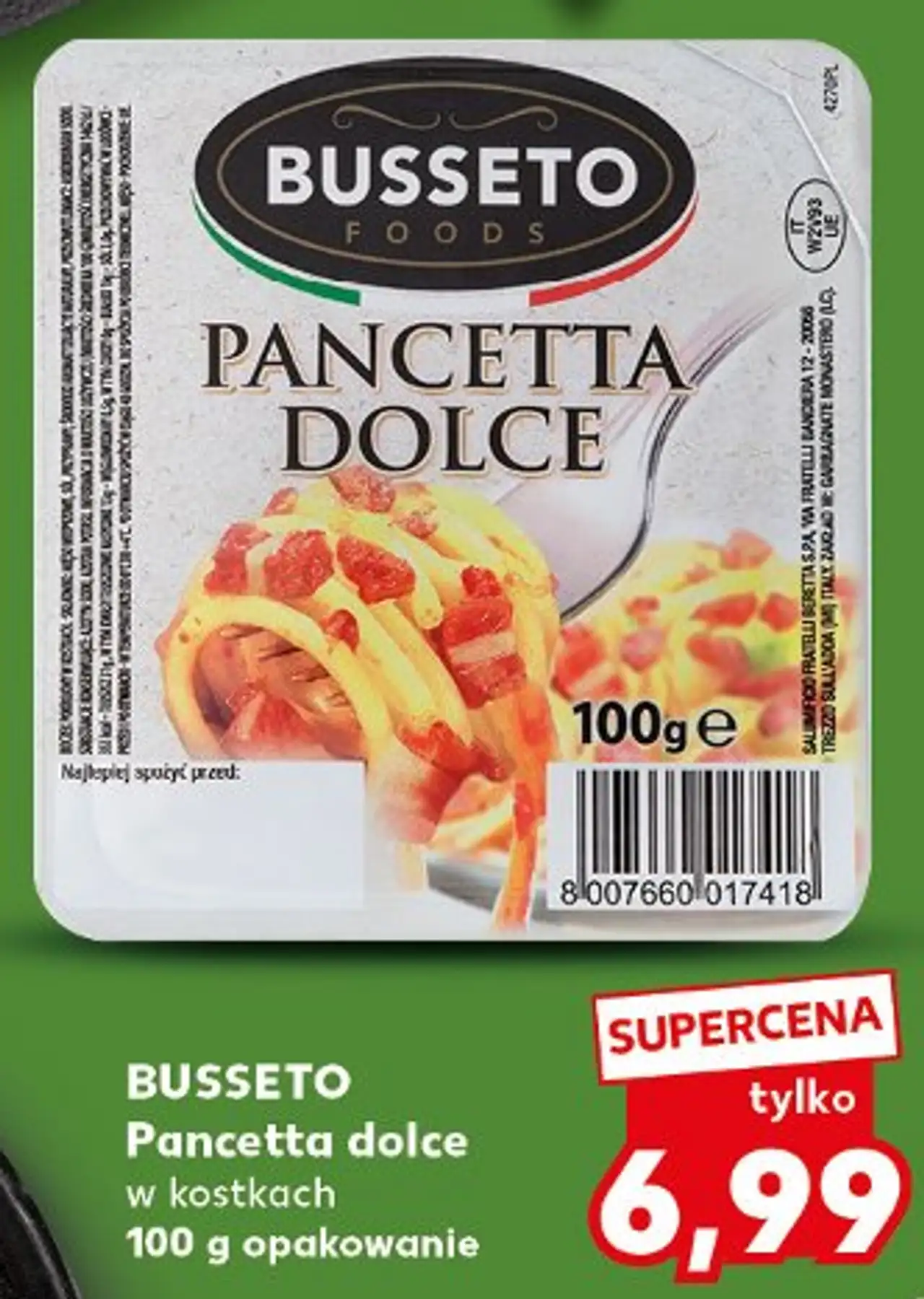 BUSSETO Pancetta dolce w kostkach 100 g opakowanie