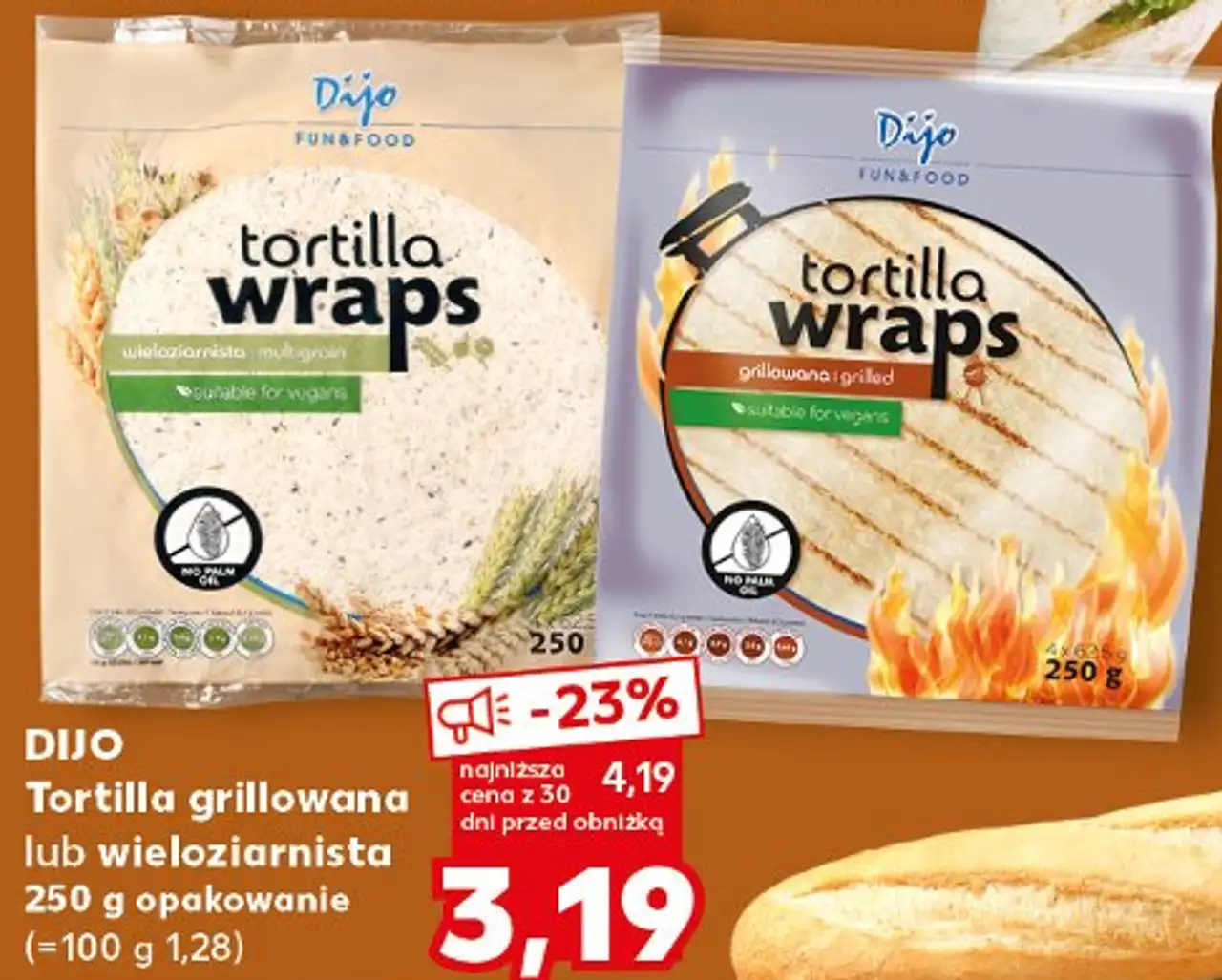 DIJO Tortilla grillowana lub wieloziarnista 250 g opakowanie