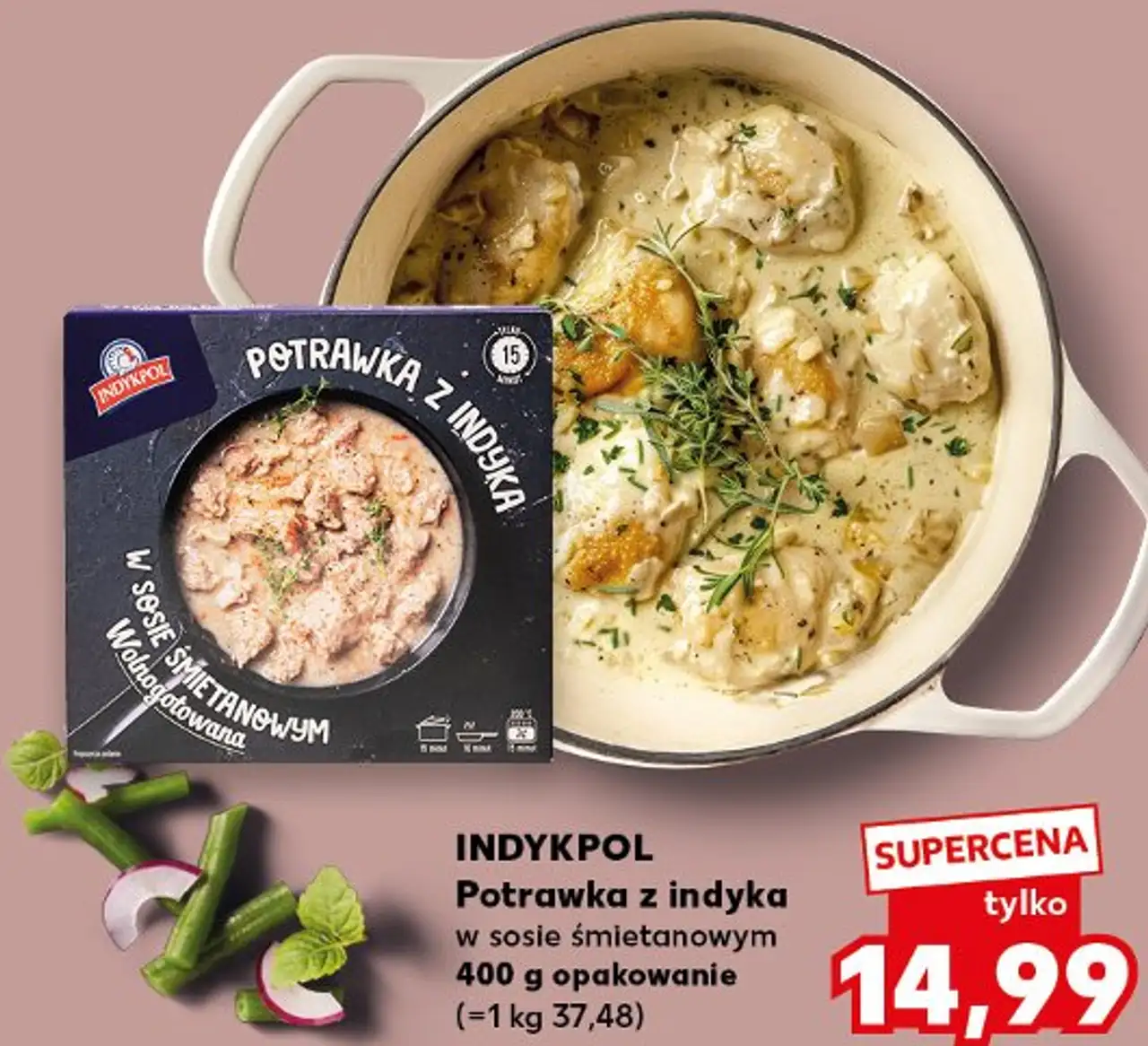INDYKPOL Potrawka z indyka w sosie śmietanowym 400 g opakowanie