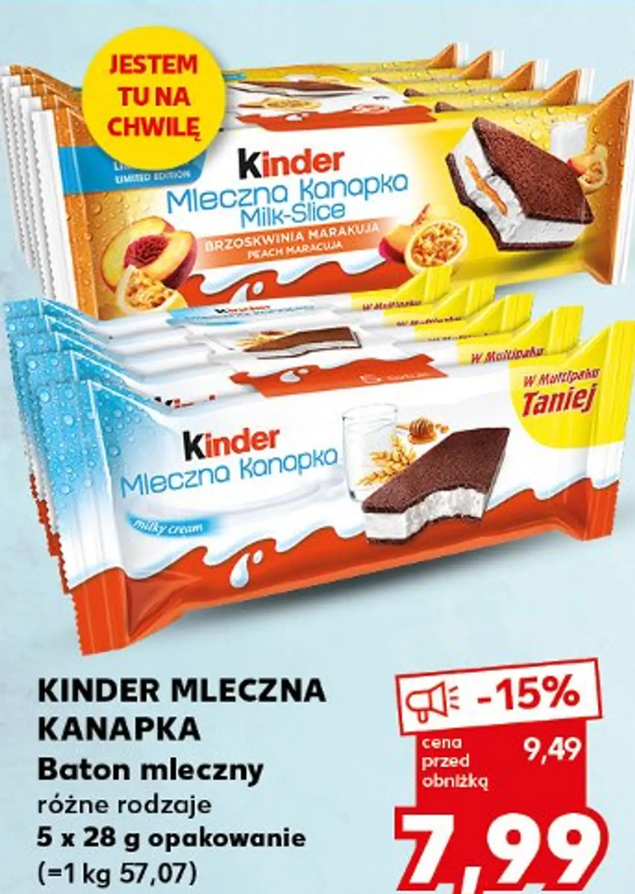 KINDER MLECZNA KANAPKA Baton mleczny różne rodzaje 5 x 28 g opakowanie (=1 kg 57,07)