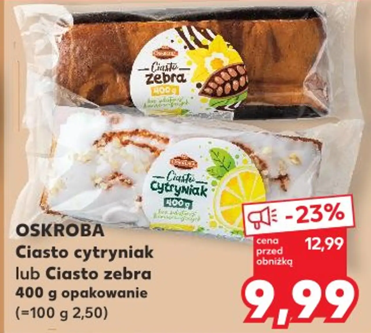 OSKROBA Ciasto cytryniak lub Ciasto zebra 400 g opakowanie
