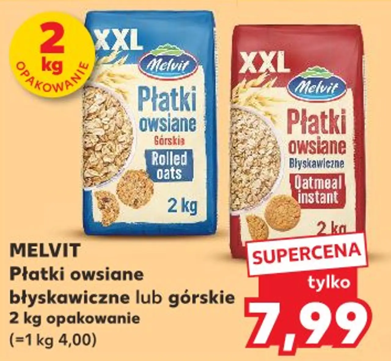 MELVIT Płatki owsiane błyskawiczne lub górskie