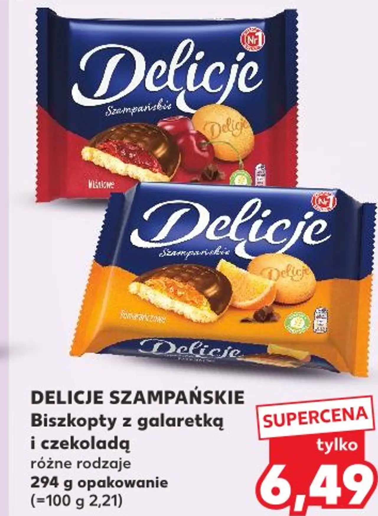 DELICJE SZAMPAŃSKIE Biszkopty z galaretką i czekoladą