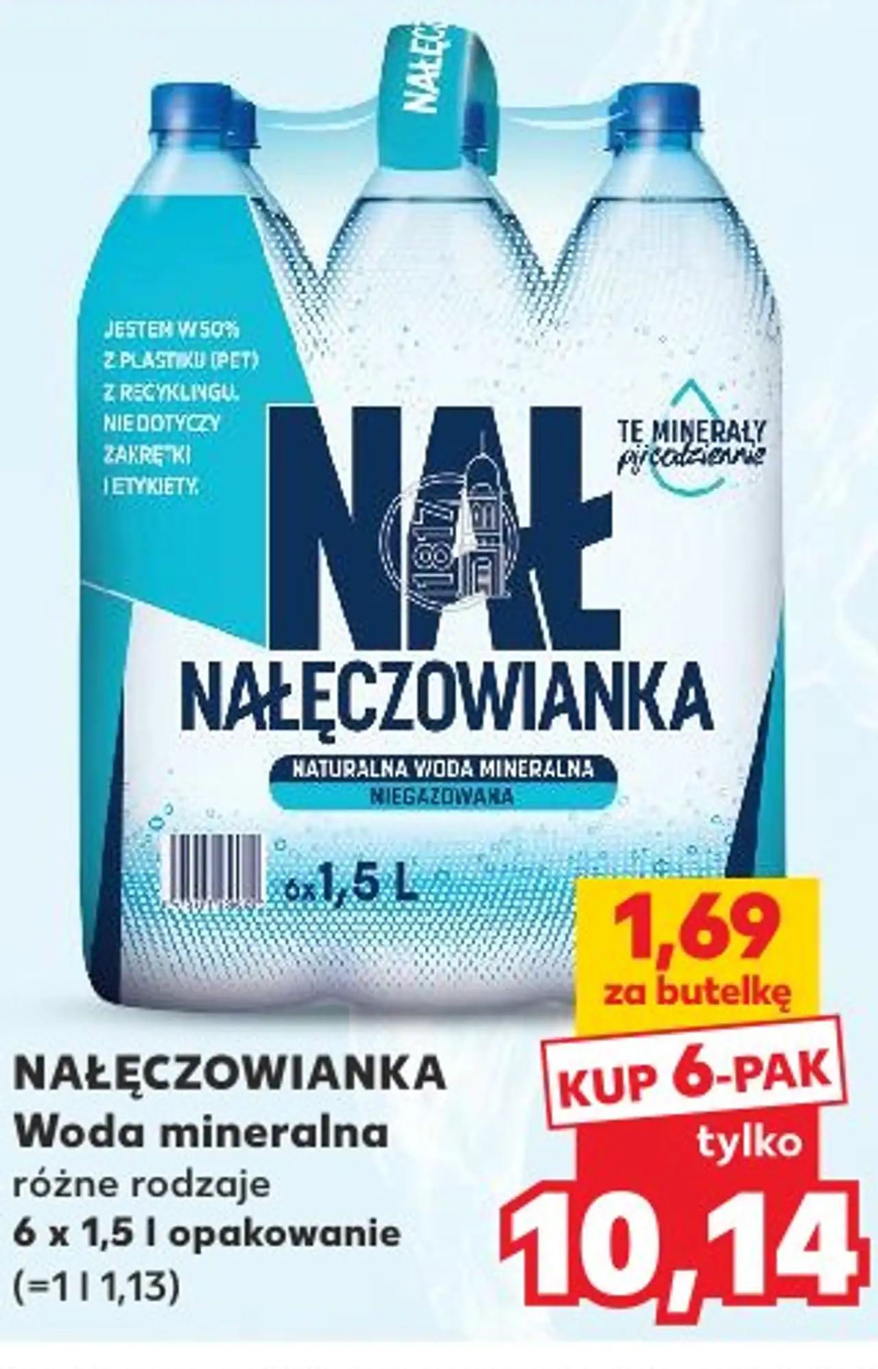 NAŁĘCZOWIANKA Woda mineralna różne rodzaje 6 x 1,5 l opakowanie