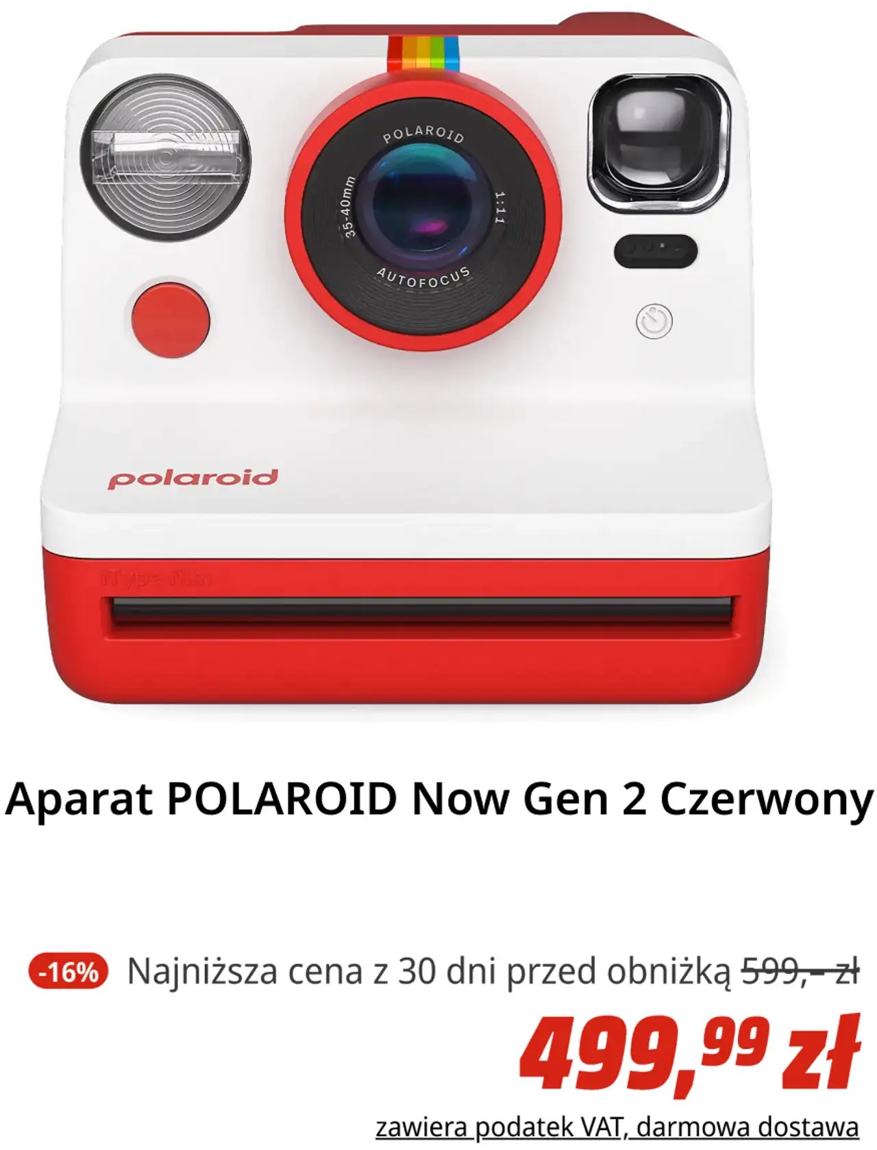 Aparat POLAROID Now Gen 2 Czerwony
