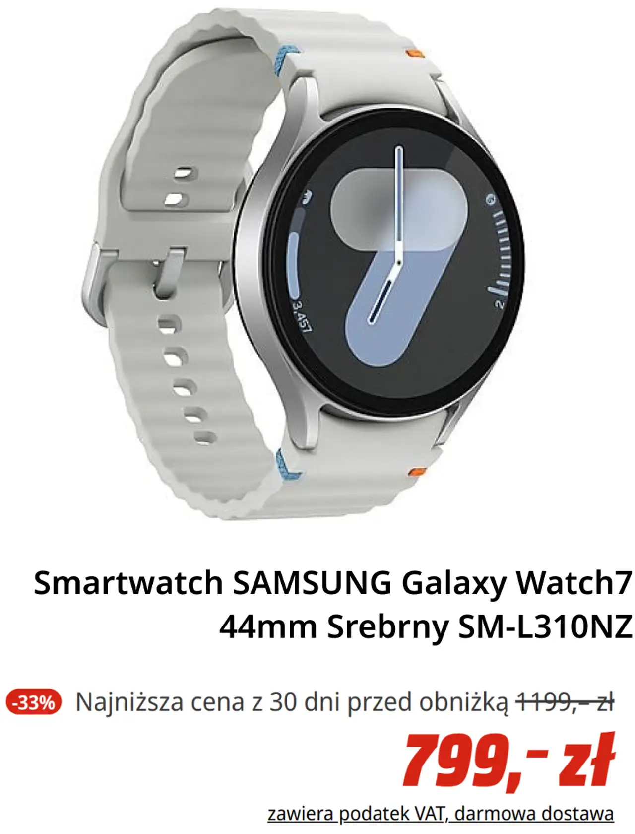 Smartwatch SAMSUNG Galaxy Watch7 44mm Srebrny SM-L310NZ