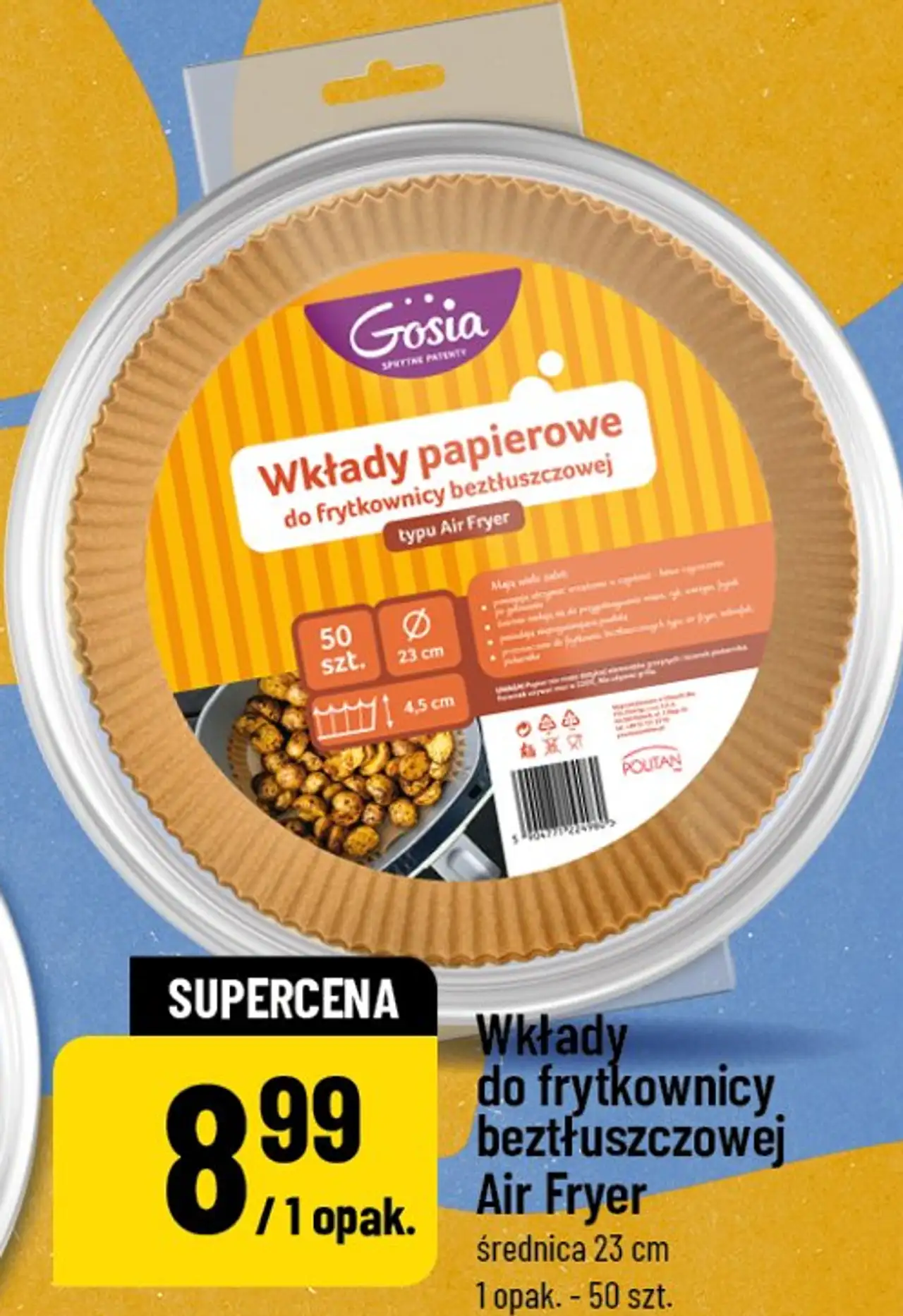 Wkłady do frytkownicy beztłuszczowej Air Fryer średnica 23 cm