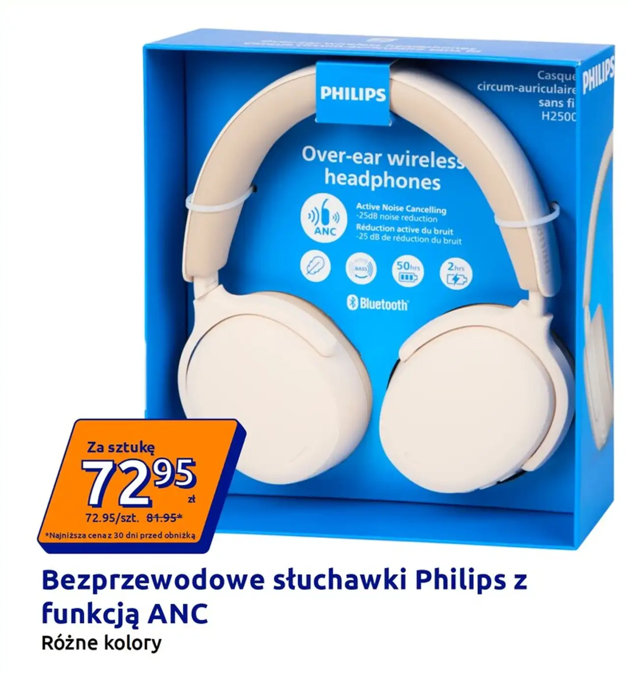 Bezprzewodowe słuchawki Philips z funkcją ANC
