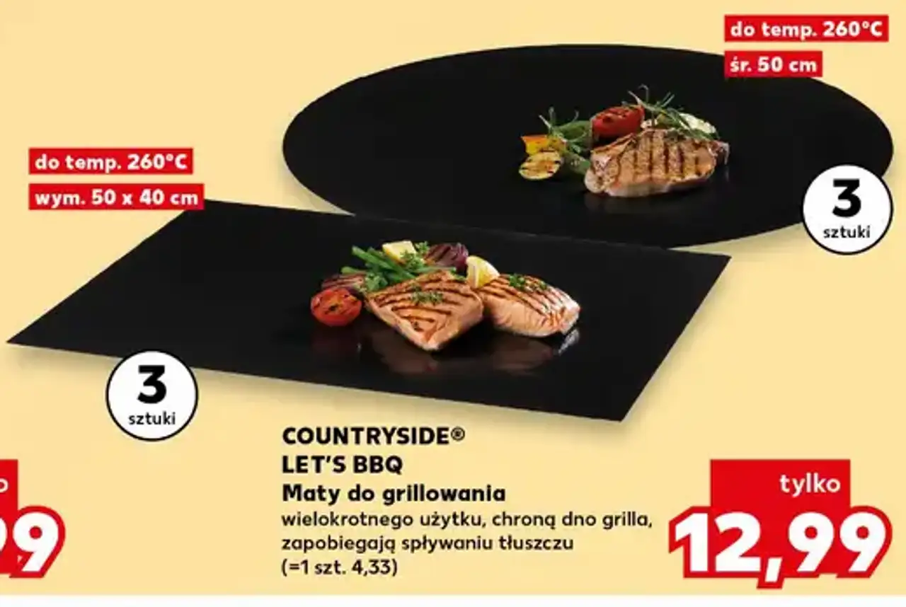 Maty do grillowania wielokrotnego użytku, chronią dno grilla, zapobiegają spływaniu tłuszczu