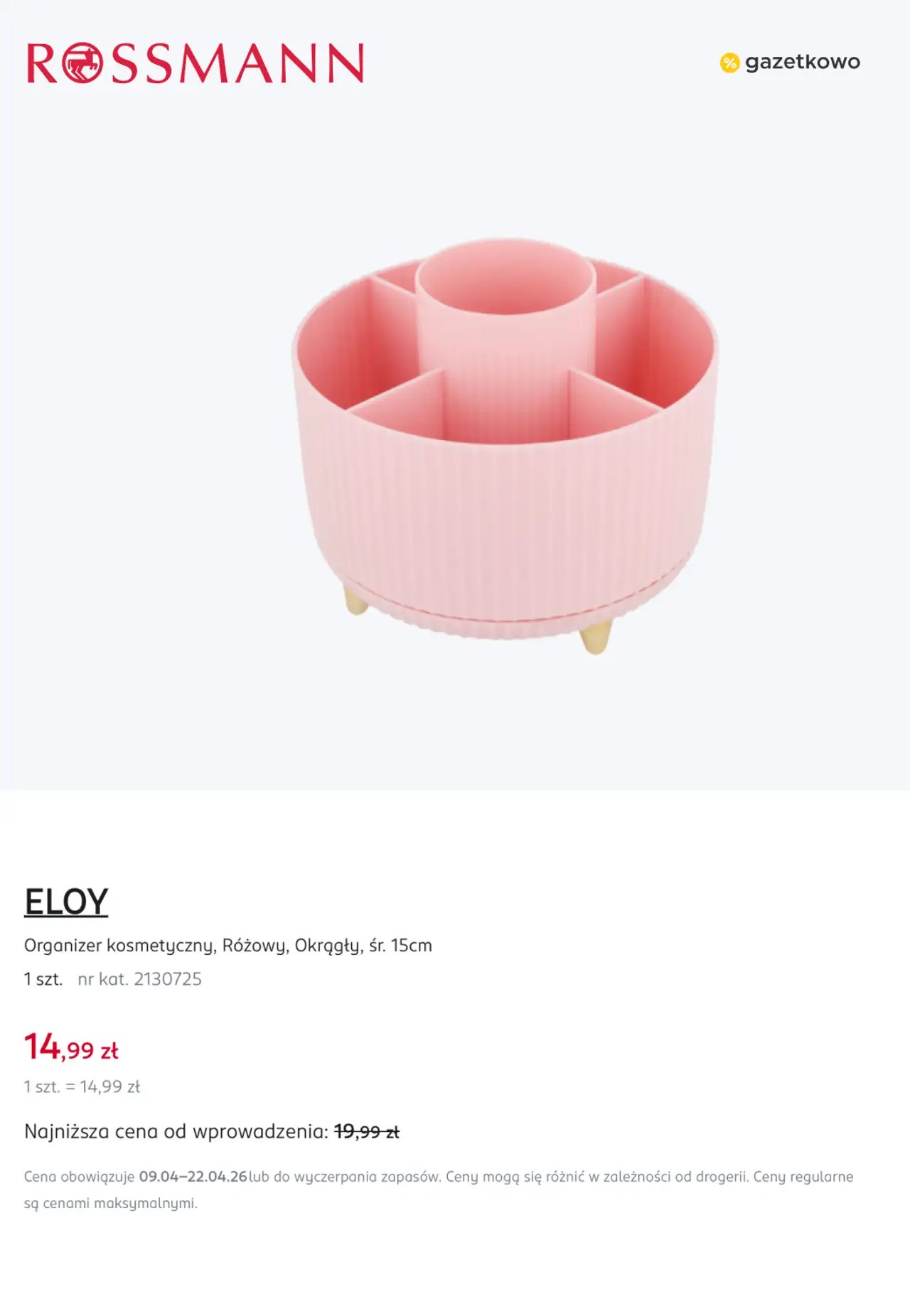 ELOY Organizer kosmetyczny, Różowy, Okrągły, śr. 15cm