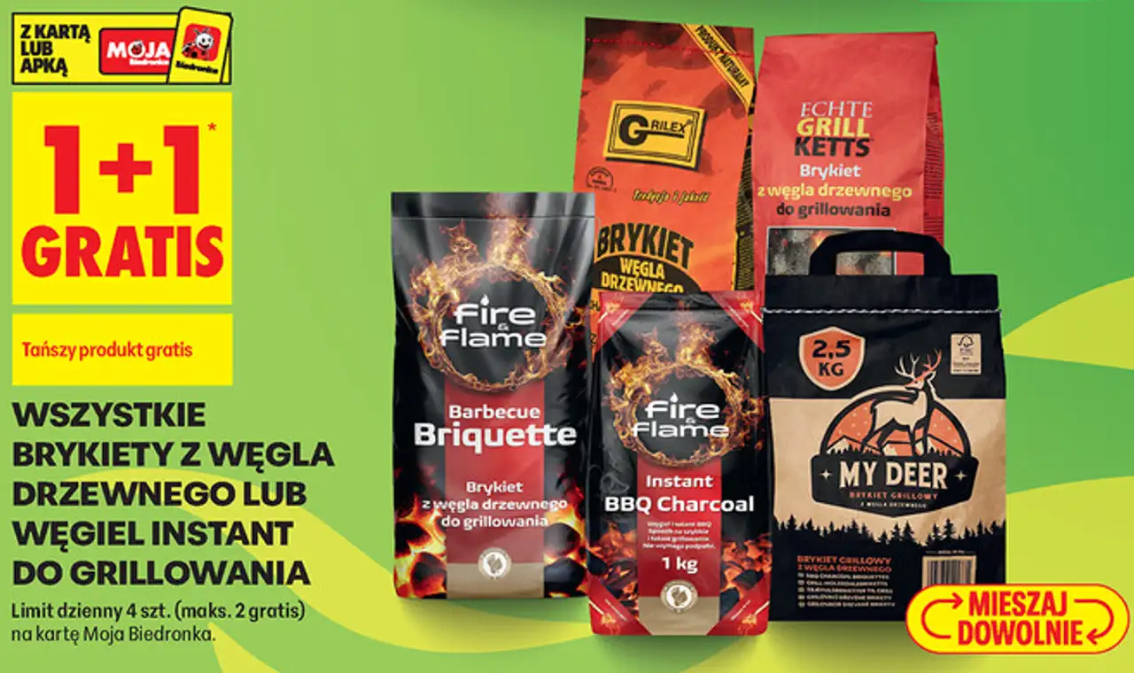 Wszystkie brykiety z węgla drzewnego lub węgiel instant do grillowania