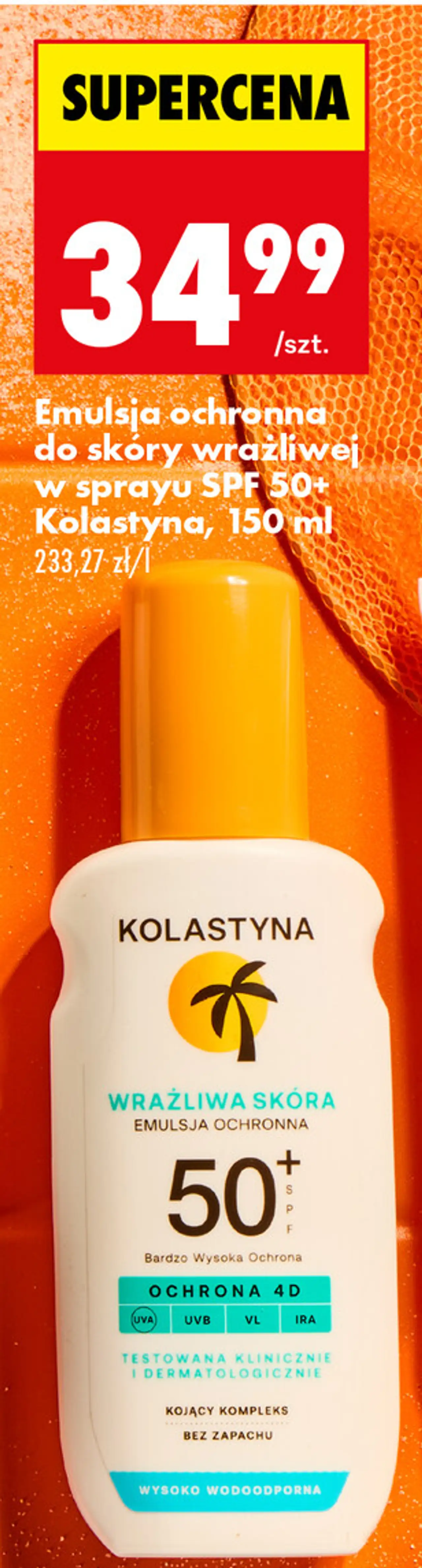 Emulsja ochronna do skóry wrażliwej w sprayu SPF 50+ Kolastyna, 150 ml